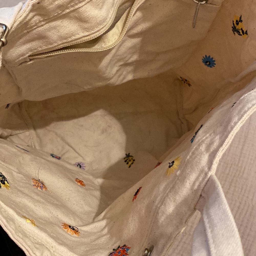 Baggu Duck Floral Embroidered Cream Tote Bag - Picture 7 of 8